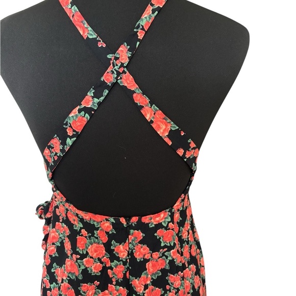Privacy Please x Revolve Faux Wrap Halter MIDI Dress Criss Cross Back Floral M - Picture 8 of 13